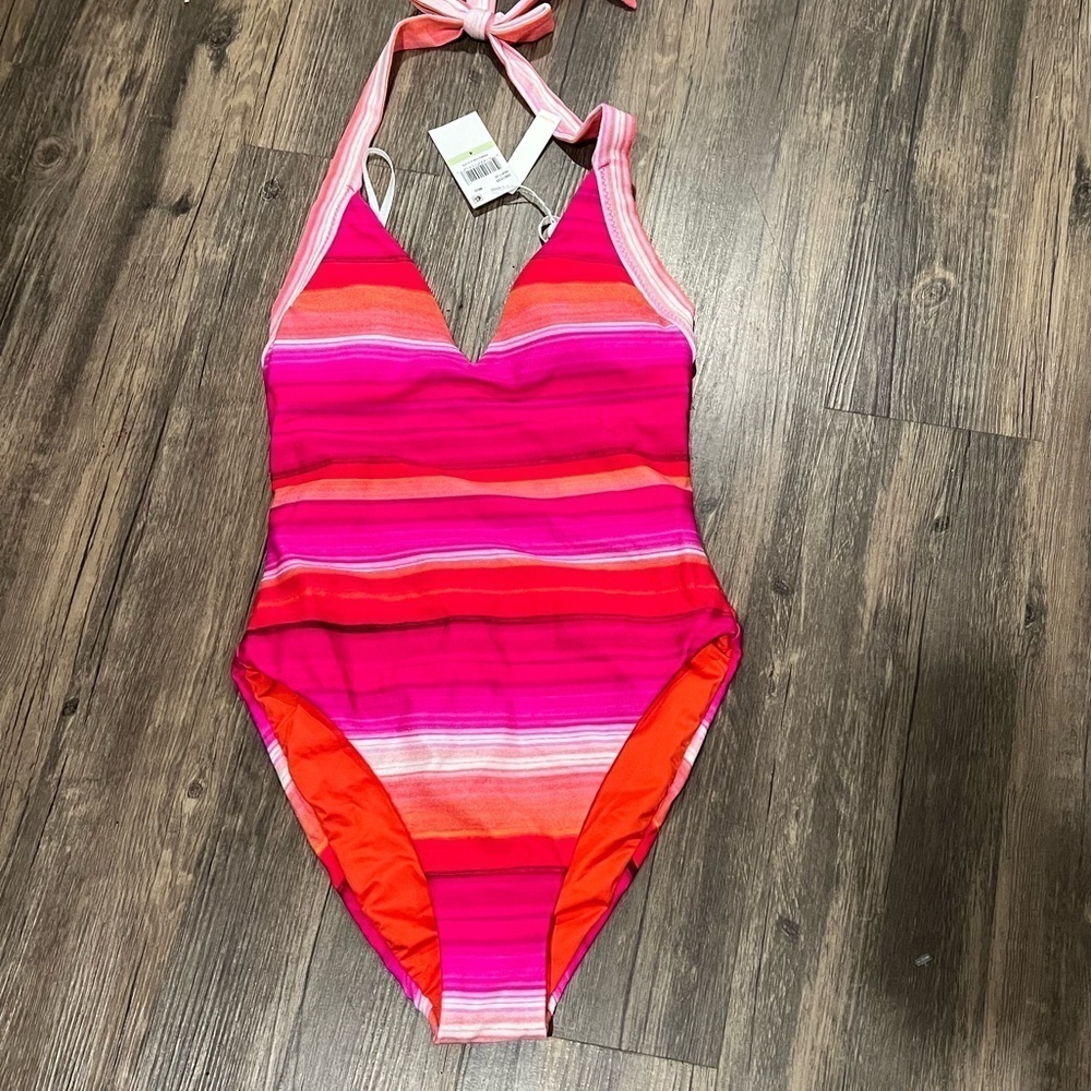 NWT Trina Turk Womens' Solstice Stripe Plunge
One Piece Swimsuit - Picture 3 of 6